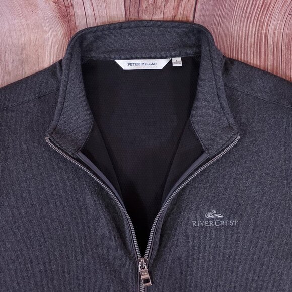 Peter Millar RiverCrest Golf Club Mens Size Large Crown Sweater Fleece Vest Gray - Picture 7 of 15